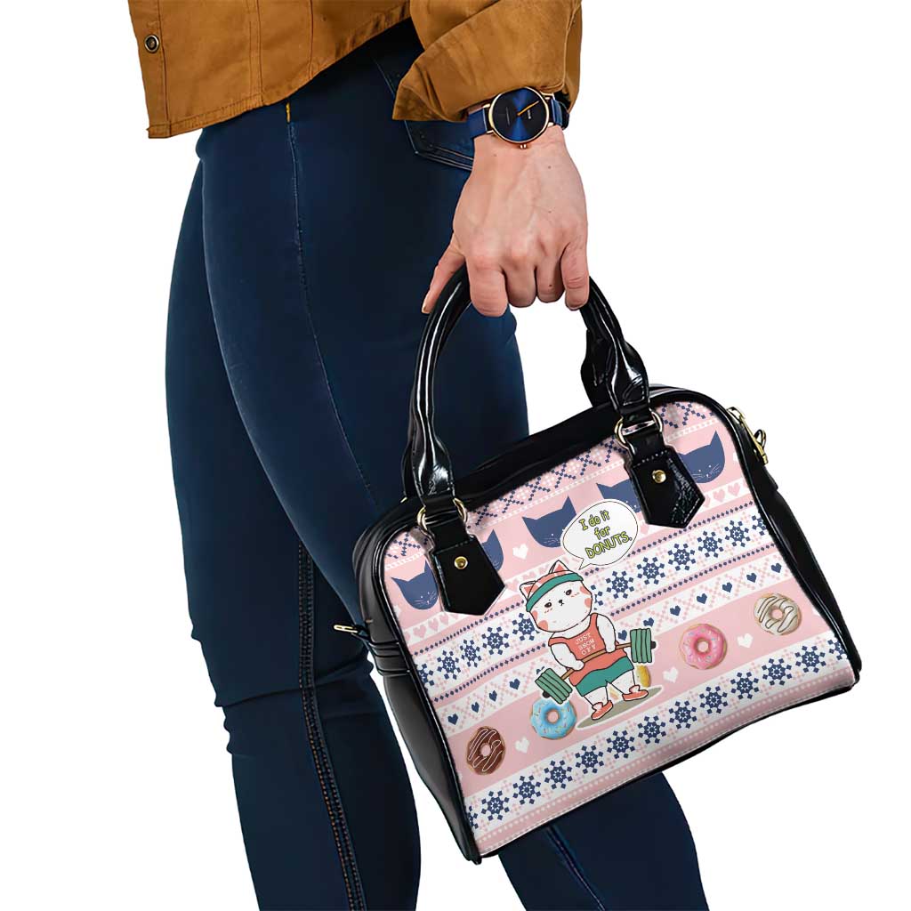 Cat I Do It For Donuts Christmas Shoulder Handbag Xmas Holiday Patterns - Wonder Print Shop