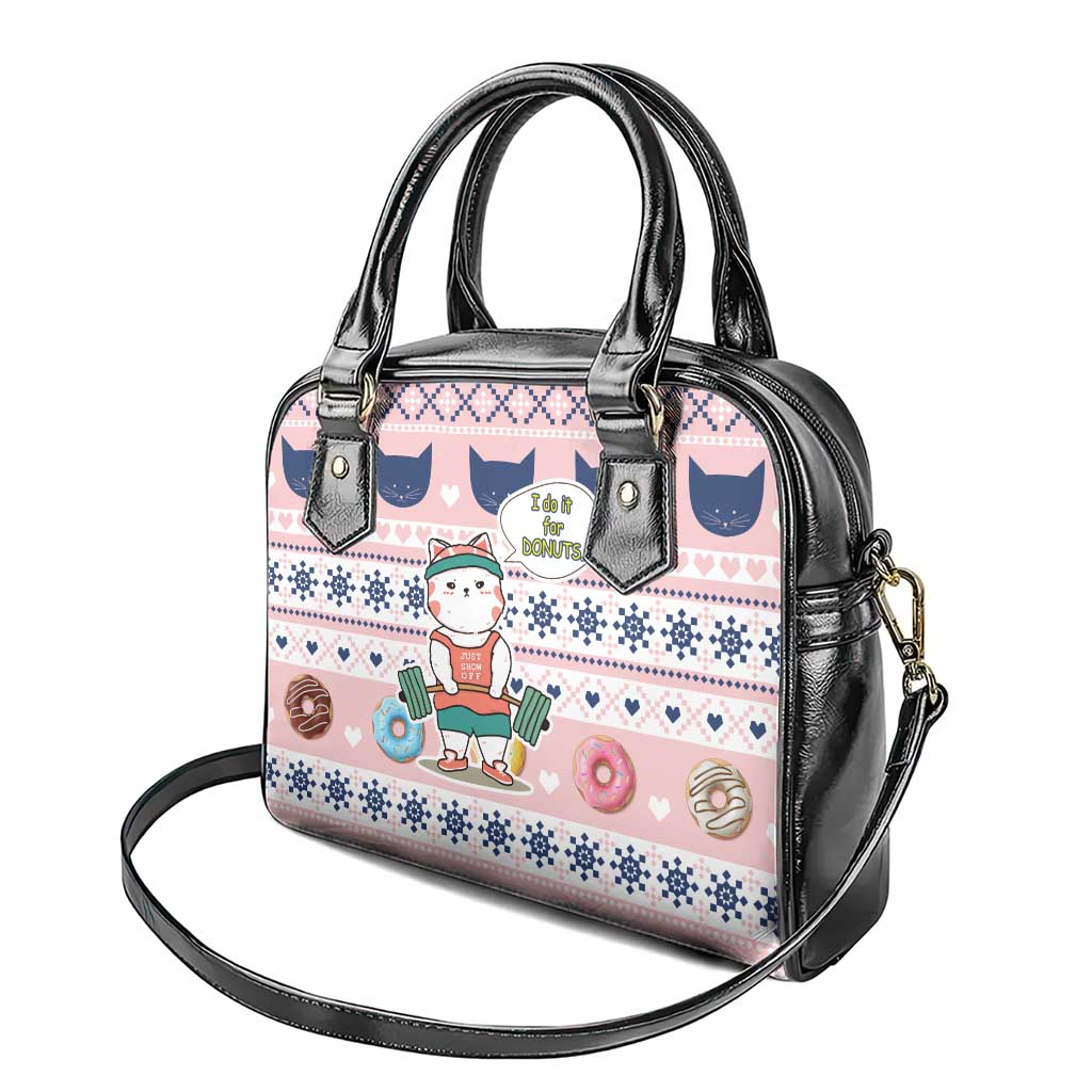 Cat I Do It For Donuts Christmas Shoulder Handbag Xmas Holiday Patterns - Wonder Print Shop