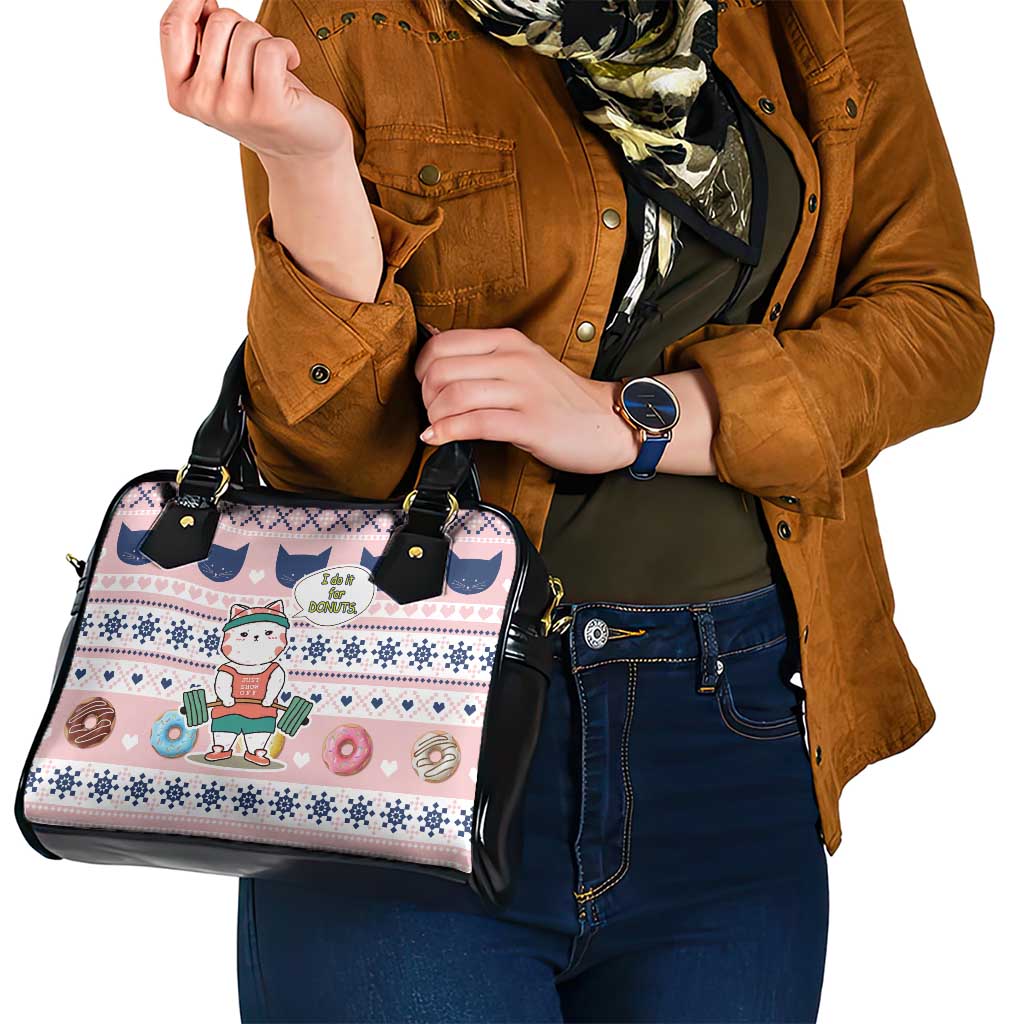 Cat I Do It For Donuts Christmas Shoulder Handbag Xmas Holiday Patterns - Wonder Print Shop