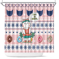 Cat I Do It For Donuts Christmas Shower Curtain Xmas Holiday Patterns - Wonder Print Shop