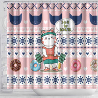 Cat I Do It For Donuts Christmas Shower Curtain Xmas Holiday Patterns - Wonder Print Shop