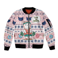 Cat I Do It For Donuts Christmas Sleeve Zip Bomber Jacket Xmas Holiday Patterns - Wonder Print Shop