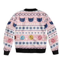 Cat I Do It For Donuts Christmas Sleeve Zip Bomber Jacket Xmas Holiday Patterns - Wonder Print Shop