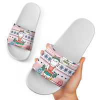 Cat I Do It For Donuts Christmas Slide Sandals Xmas Holiday Patterns - Wonder Print Shop