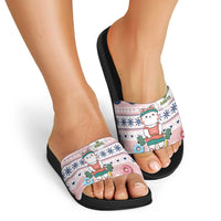 Cat I Do It For Donuts Christmas Slide Sandals Xmas Holiday Patterns - Wonder Print Shop
