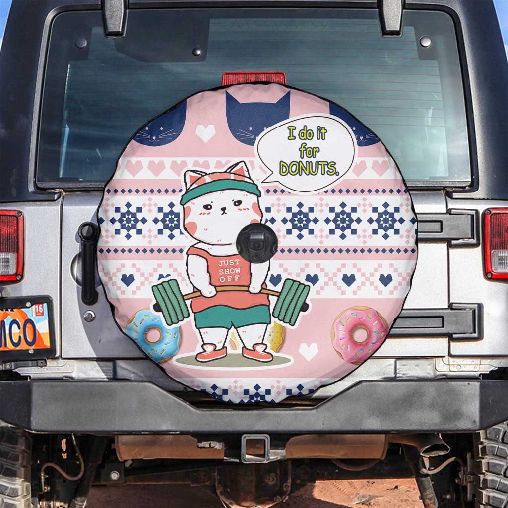 Cat I Do It For Donuts Christmas Spare Tire Cover Xmas Holiday Patterns - Wonder Print Shop