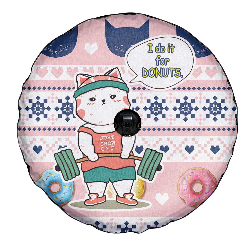 Cat I Do It For Donuts Christmas Spare Tire Cover Xmas Holiday Patterns - Wonder Print Shop