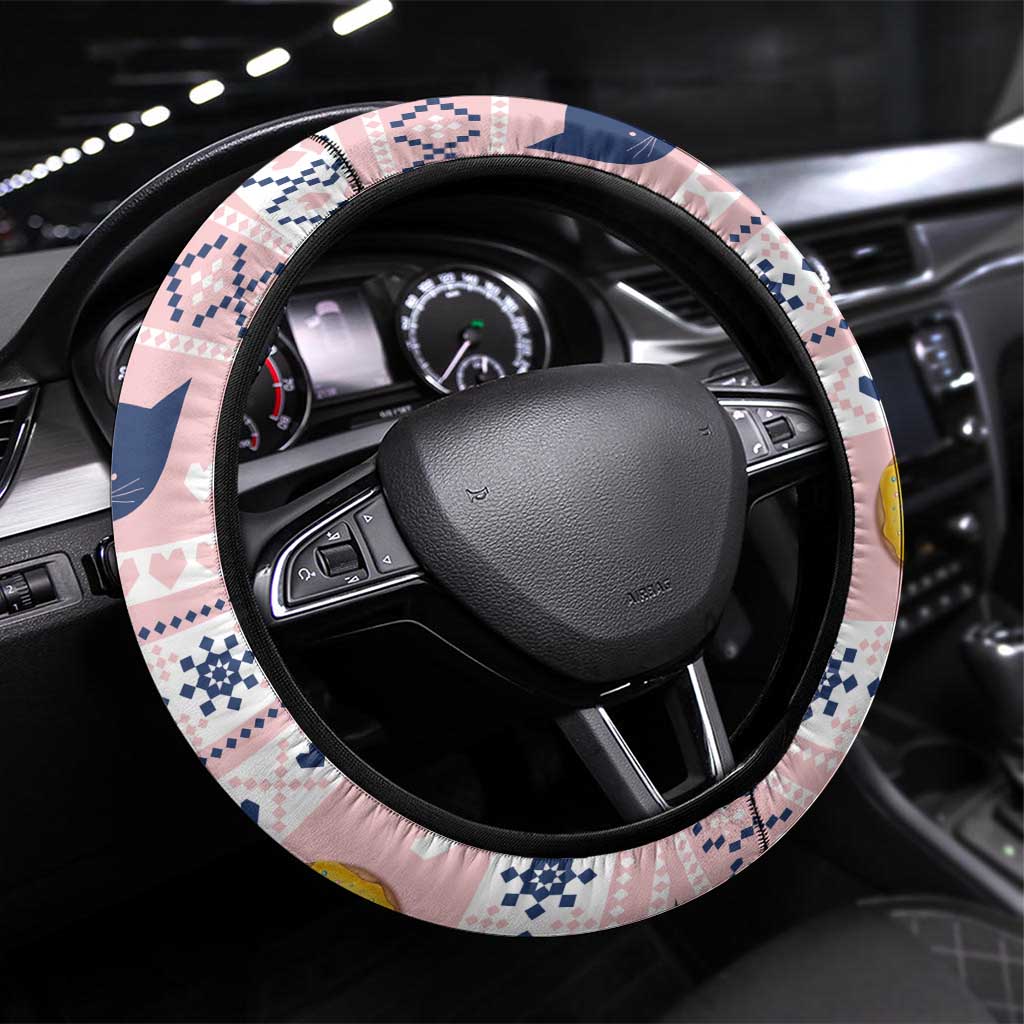 Cat I Do It For Donuts Christmas Steering Wheel Cover Xmas Holiday Patterns - Wonder Print Shop