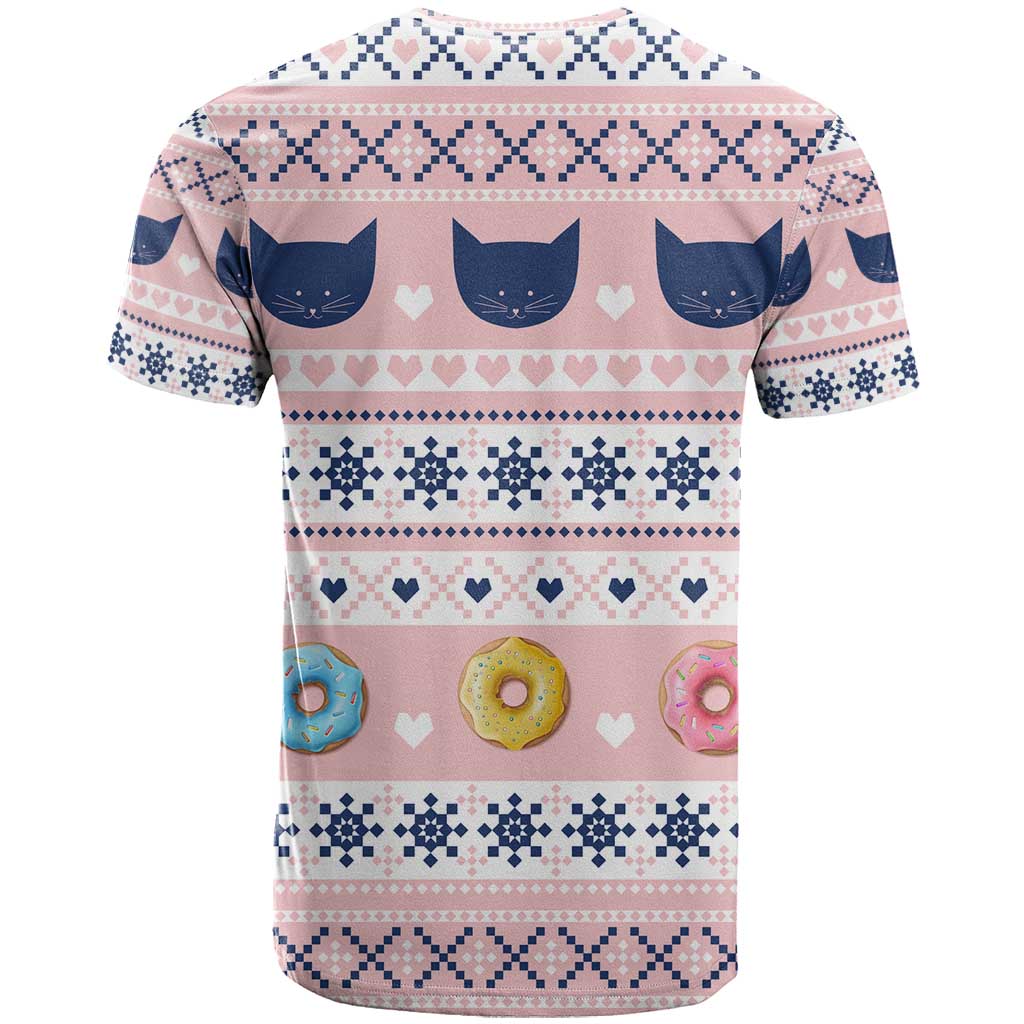 Cat I Do It For Donuts Christmas T Shirt Xmas Holiday Patterns - Wonder Print Shop