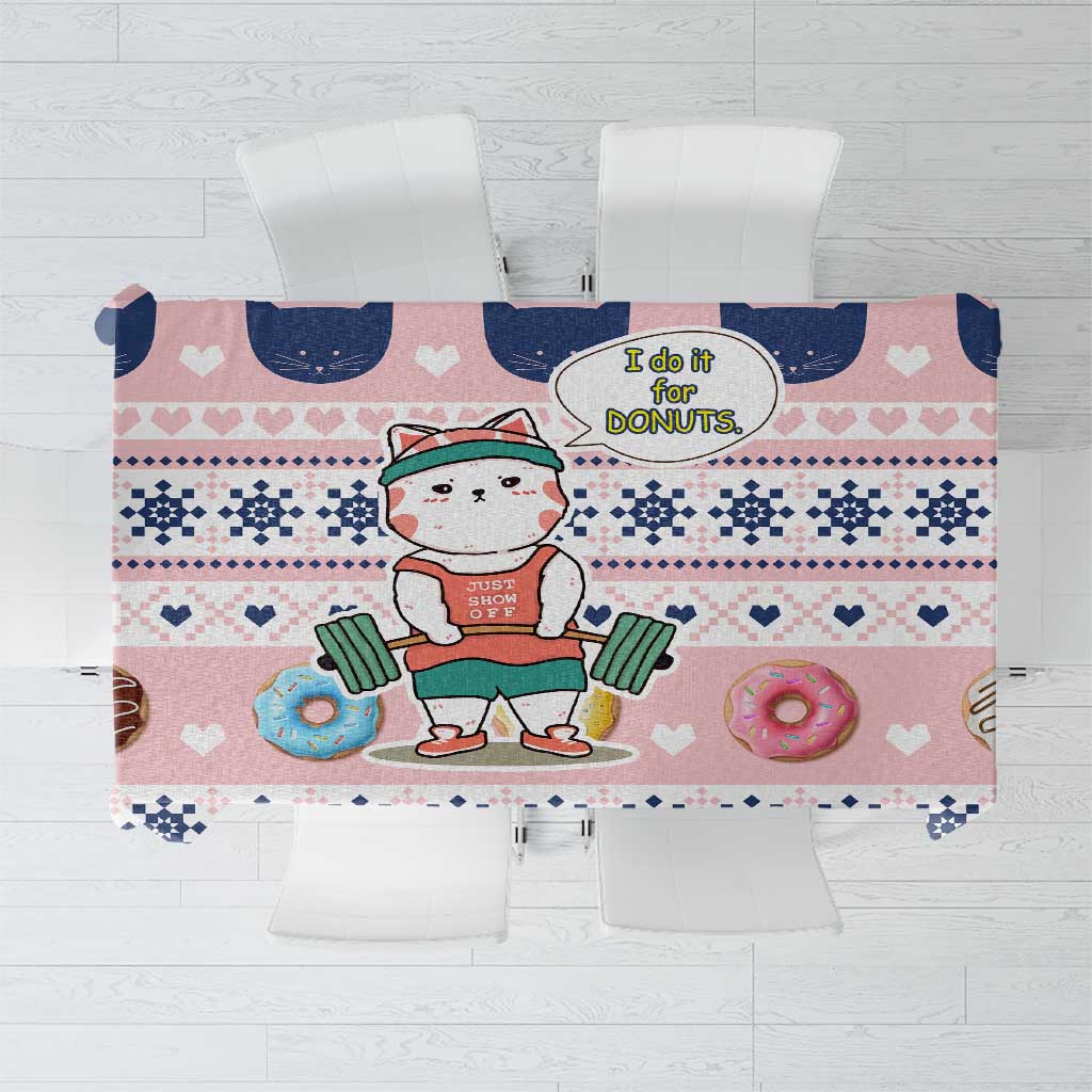 Cat I Do It For Donuts Christmas Tablecloth Xmas Holiday Patterns - Wonder Print Shop