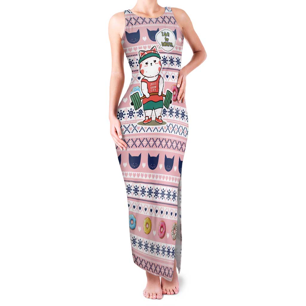 Cat I Do It For Donuts Christmas Tank Maxi Dress Xmas Holiday Patterns - Wonder Print Shop