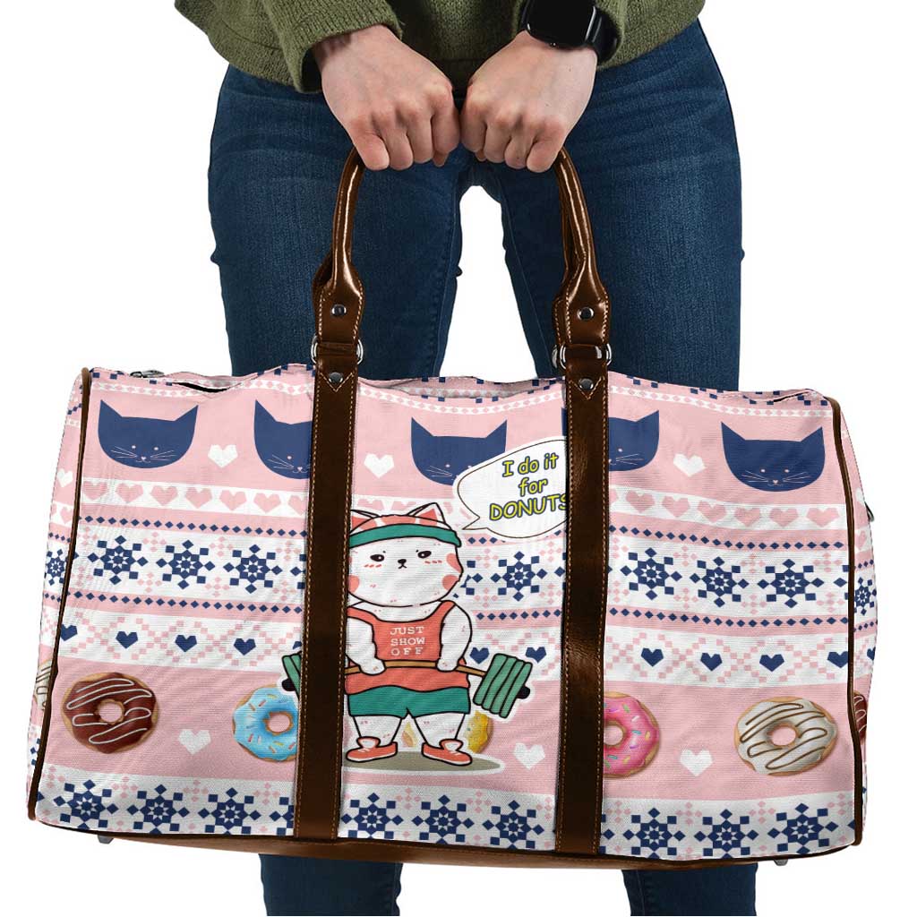 Cat I Do It For Donuts Christmas Travel Bag Xmas Holiday Patterns - Wonder Print Shop