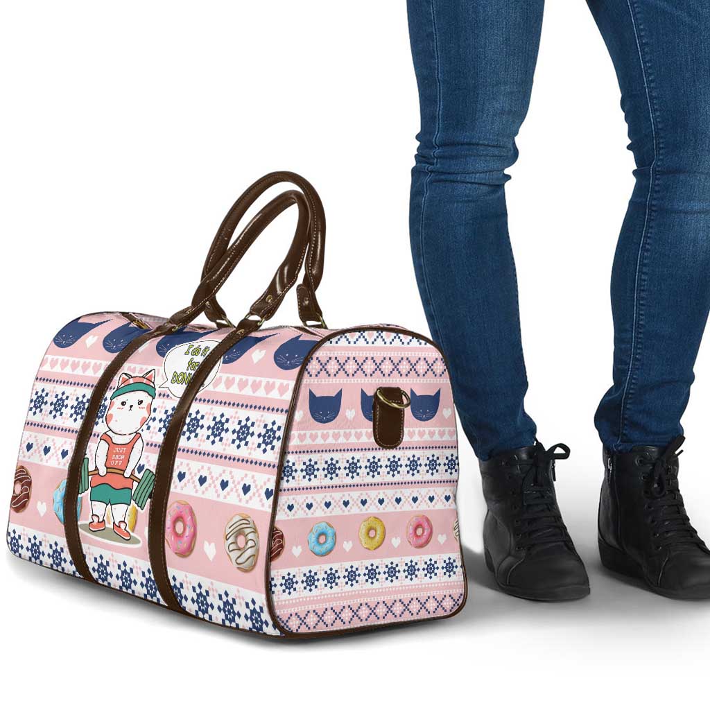 Cat I Do It For Donuts Christmas Travel Bag Xmas Holiday Patterns - Wonder Print Shop