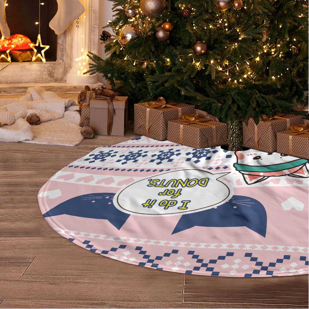 Cat I Do It For Donuts Christmas Tree Skirt Xmas Holiday Patterns - Wonder Print Shop
