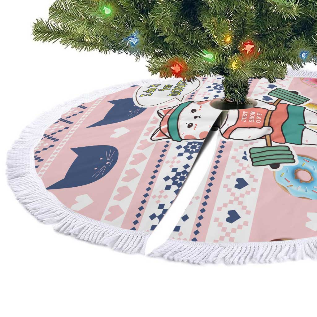 Cat I Do It For Donuts Christmas Tree Skirt Xmas Holiday Patterns - Wonder Print Shop