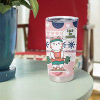 Cat I Do It For Donuts Christmas Tumbler Cup Xmas Holiday Patterns - Wonder Print Shop