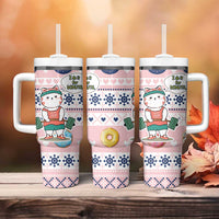 Cat I Do It For Donuts Christmas Tumbler With Handle Xmas Holiday Patterns - Wonder Print Shop