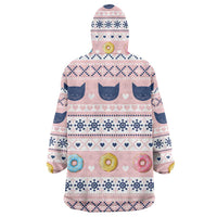 Cat I Do It For Donuts Christmas Wearable Blanket Hoodie Xmas Holiday Patterns - Wonder Print Shop