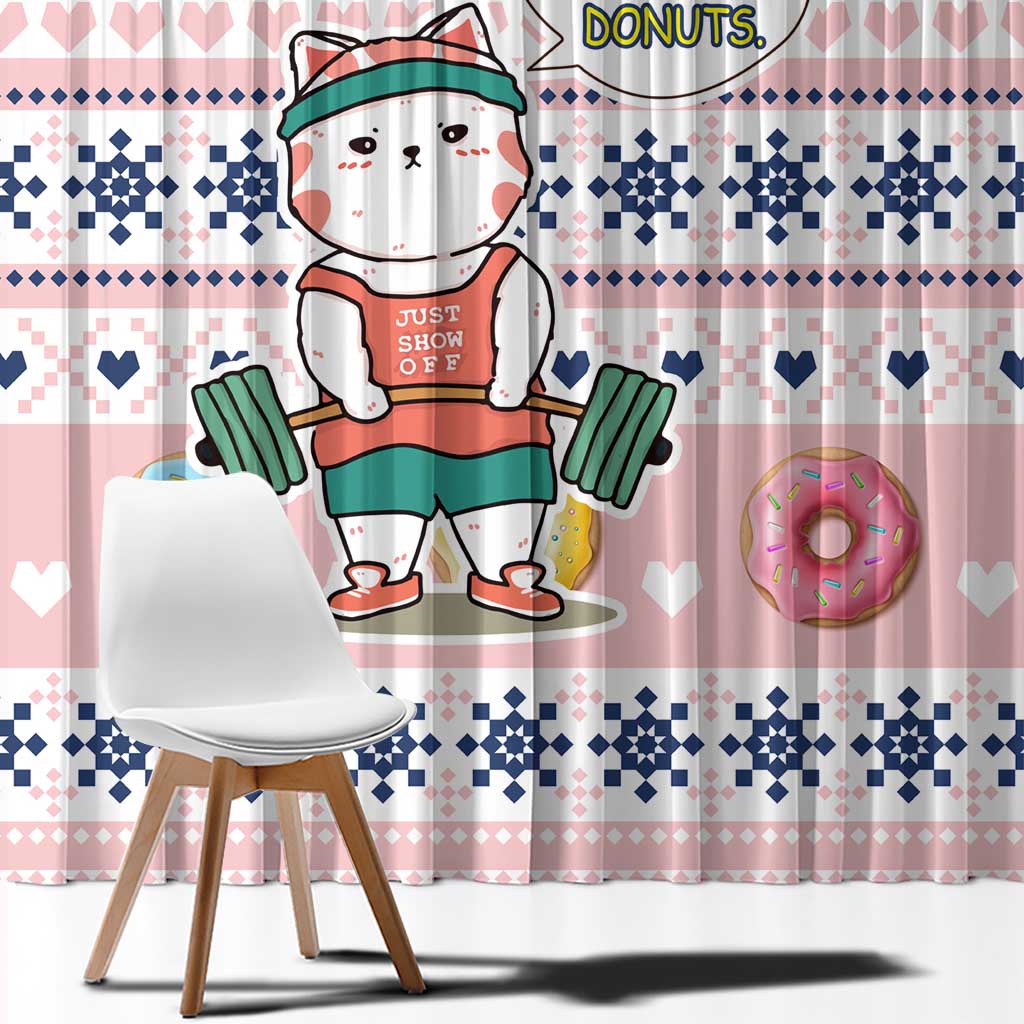 Cat I Do It For Donuts Christmas Window Curtain Xmas Holiday Patterns - Wonder Print Shop