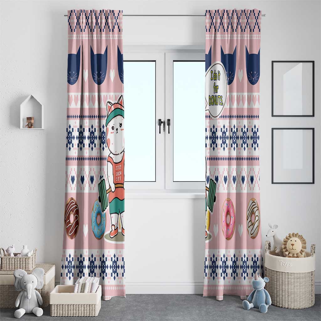Cat I Do It For Donuts Christmas Window Curtain Xmas Holiday Patterns - Wonder Print Shop
