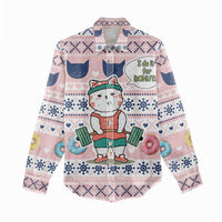 Cat I Do It For Donuts Christmas Women Casual Shirt Xmas Holiday Patterns - Wonder Print Shop