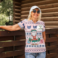 Cat I Do It For Donuts Christmas Women Polo Shirt Xmas Holiday Patterns - Wonder Print Shop
