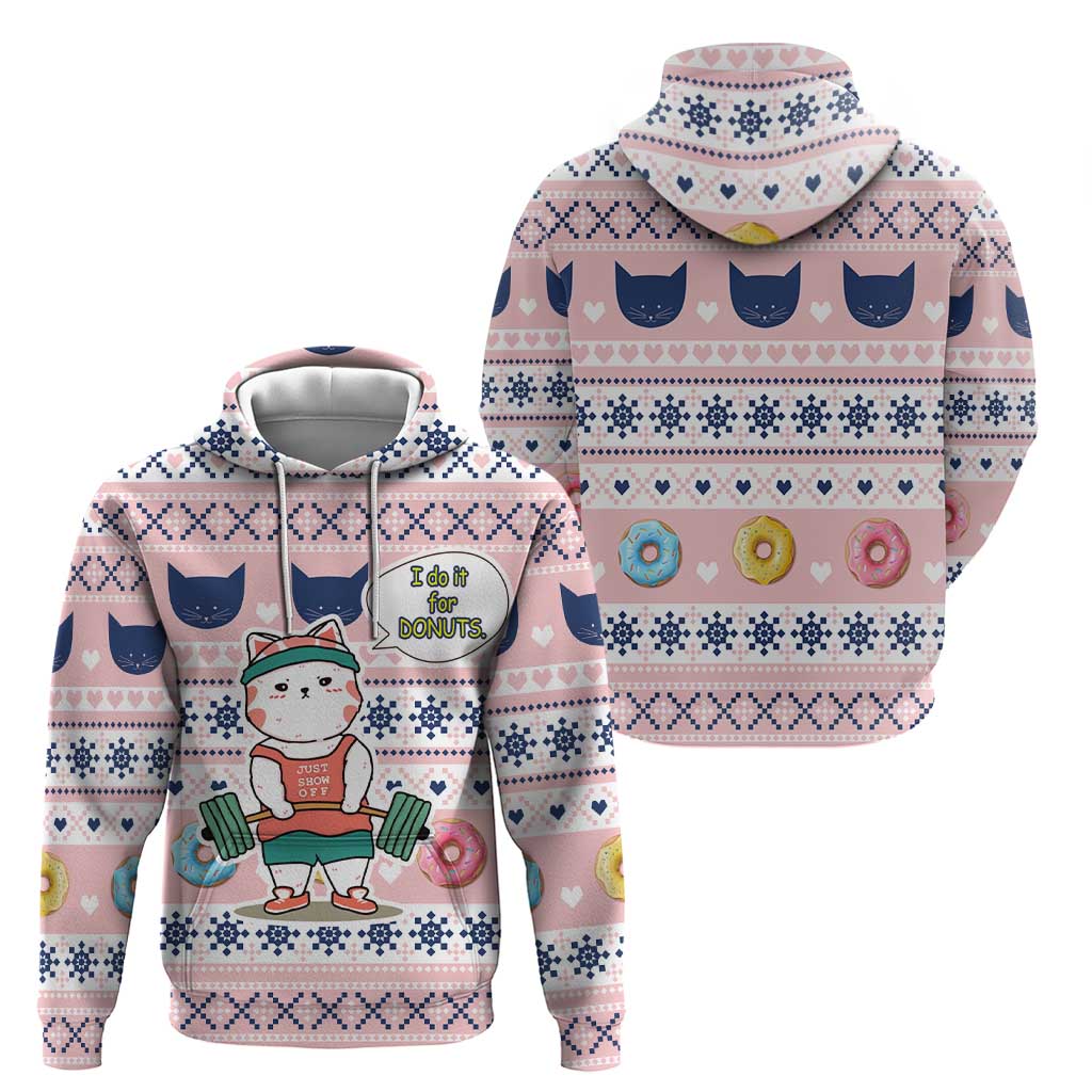 Cat I Do It For Donuts Christmas Zip Hoodie Xmas Holiday Patterns - Wonder Print Shop