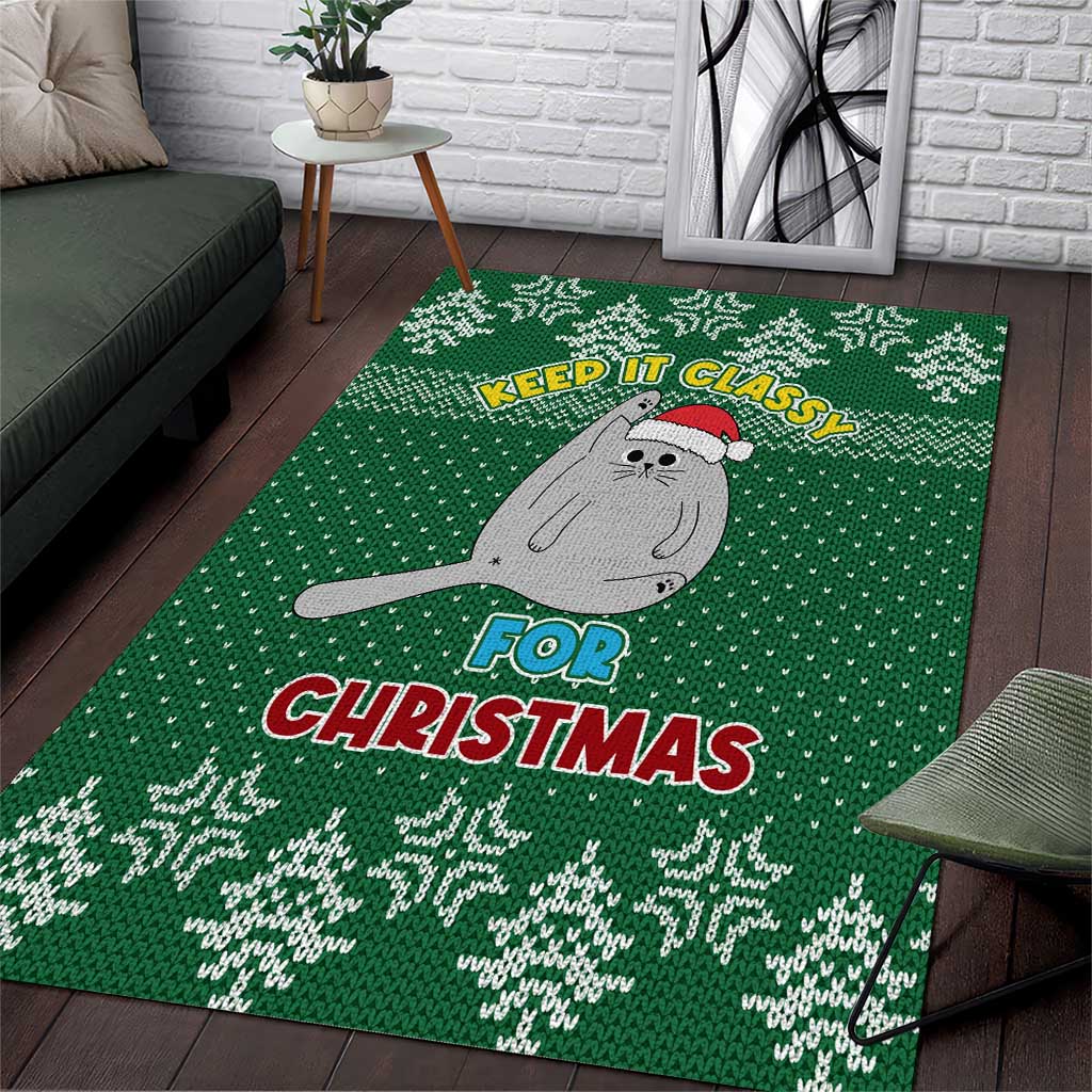 Cat Keep It Classy Christmas Area Rug Xmas Holiday Patterns - Wonder Print Shop