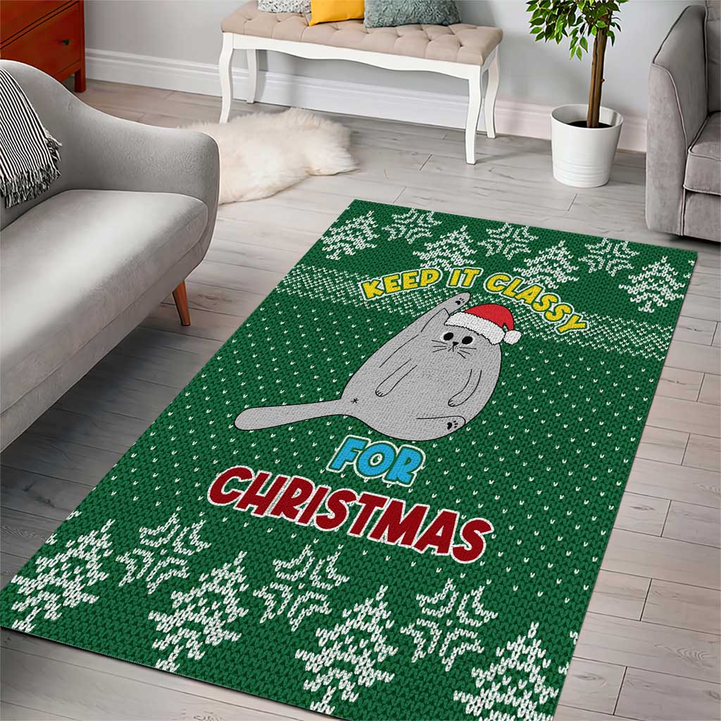 Cat Keep It Classy Christmas Area Rug Xmas Holiday Patterns - Wonder Print Shop