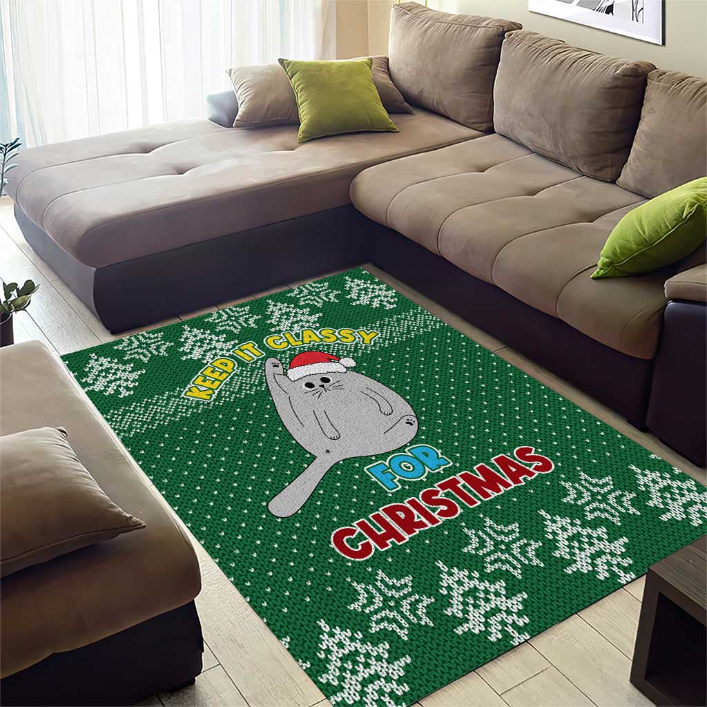 Cat Keep It Classy Christmas Area Rug Xmas Holiday Patterns - Wonder Print Shop