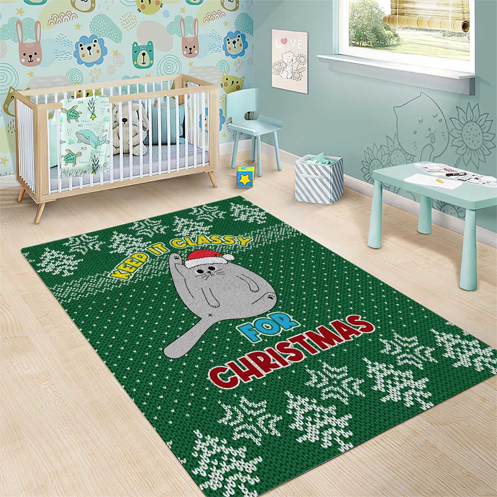 Cat Keep It Classy Christmas Area Rug Xmas Holiday Patterns - Wonder Print Shop
