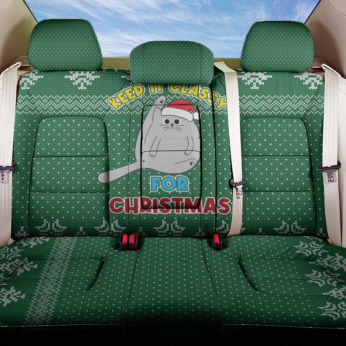 Cat Keep It Classy Christmas Back Car Seat Cover Xmas Holiday Patterns - Wonder Print Shop