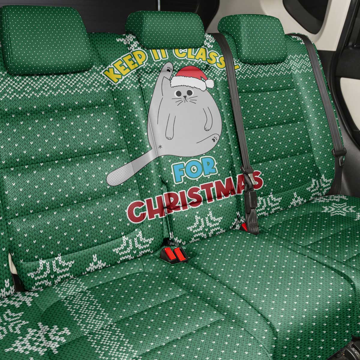 Cat Keep It Classy Christmas Back Car Seat Cover Xmas Holiday Patterns - Wonder Print Shop