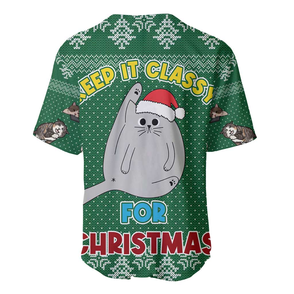 Cat Keep It Classy Christmas Baseball Jersey Xmas Holiday Patterns - Wonder Print Shop