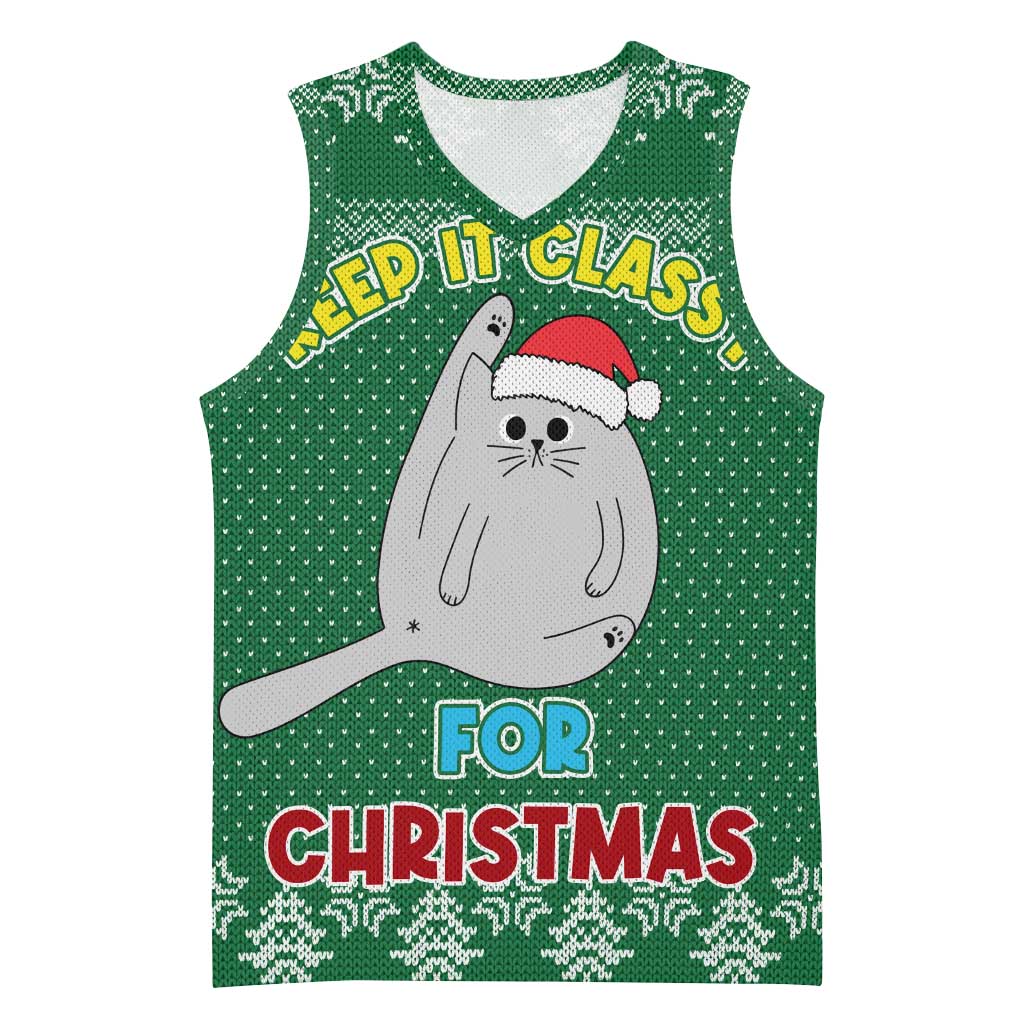 Cat Keep It Classy Christmas Basketball Jersey Xmas Holiday Patterns - Wonder Print Shop