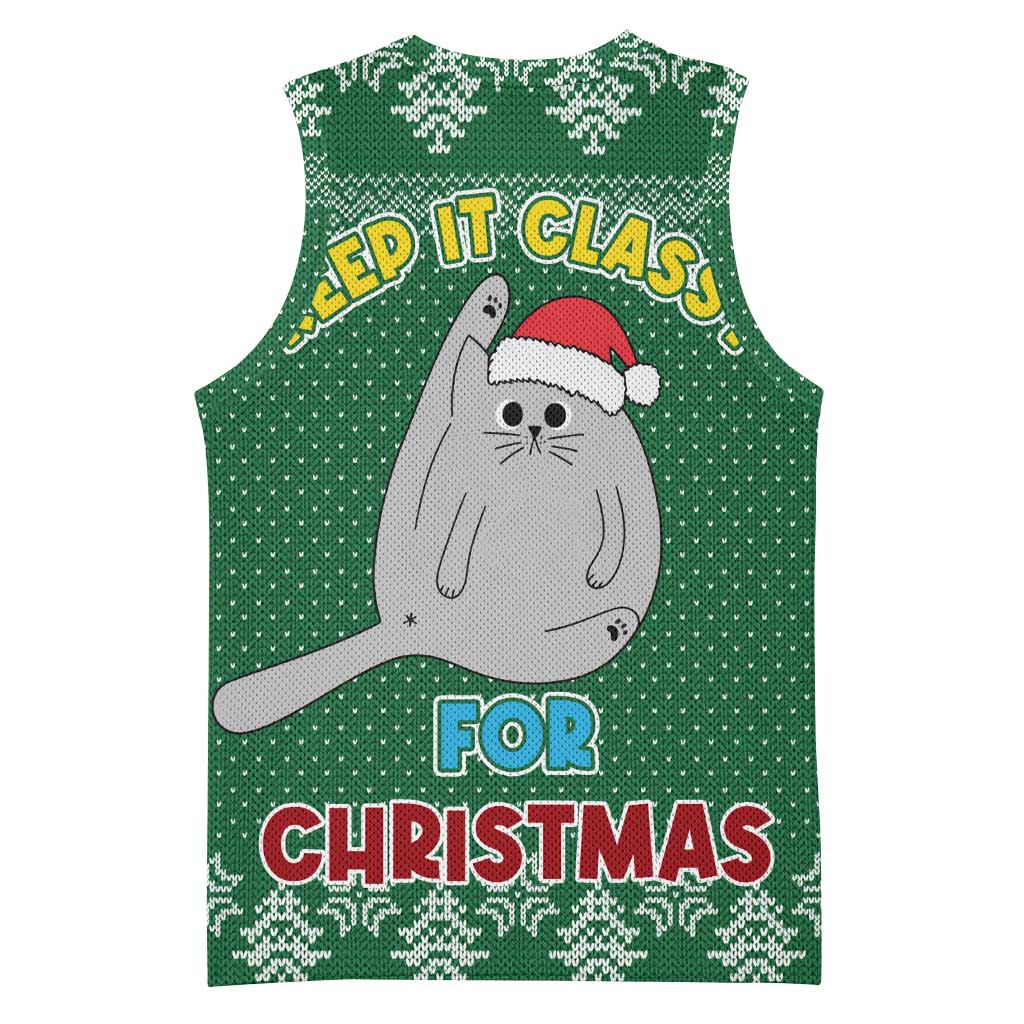 Cat Keep It Classy Christmas Basketball Jersey Xmas Holiday Patterns - Wonder Print Shop