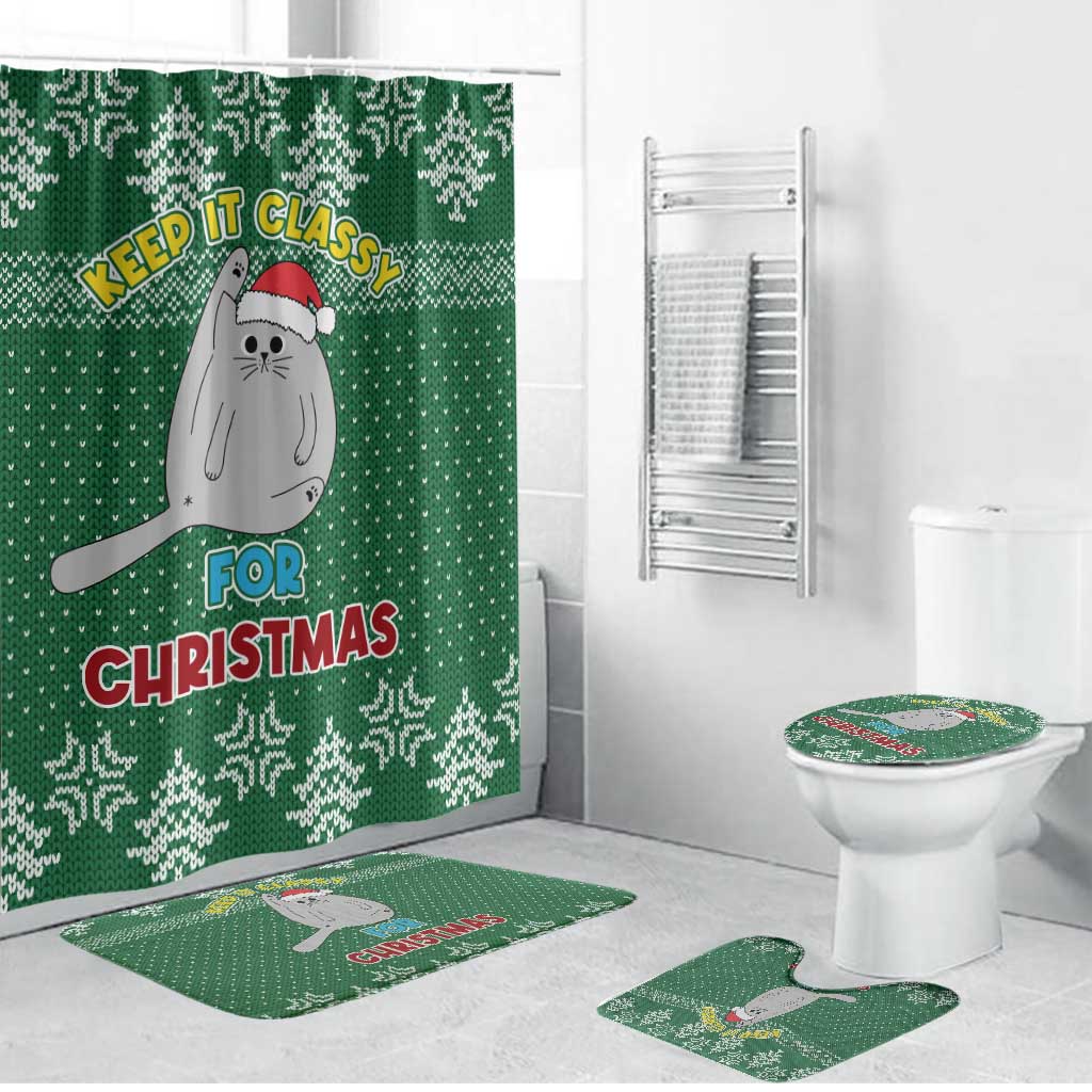 Cat Keep It Classy Christmas Bathroom Set Xmas Holiday Patterns - Wonder Print Shop
