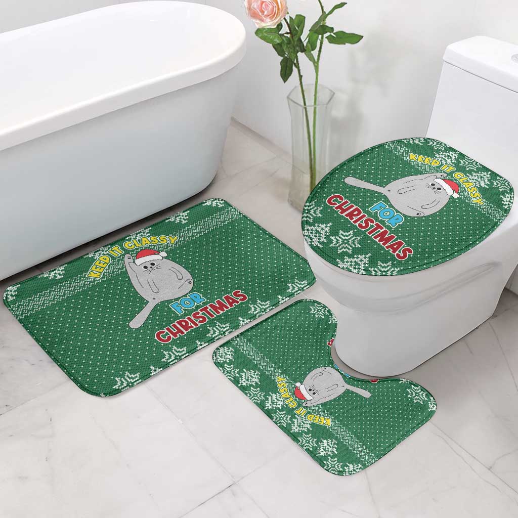 Cat Keep It Classy Christmas Bathroom Set Xmas Holiday Patterns - Wonder Print Shop