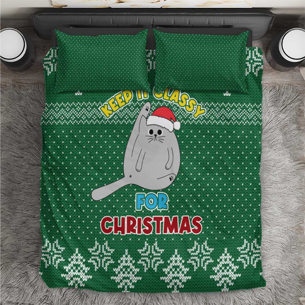 Cat Keep It Classy Christmas Bedding Set Xmas Holiday Patterns - Wonder Print Shop