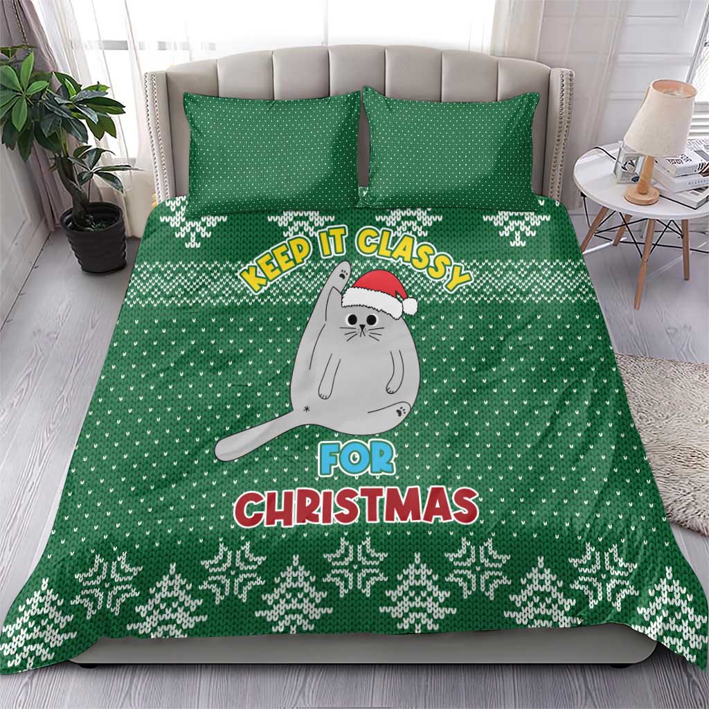 Cat Keep It Classy Christmas Bedding Set Xmas Holiday Patterns - Wonder Print Shop