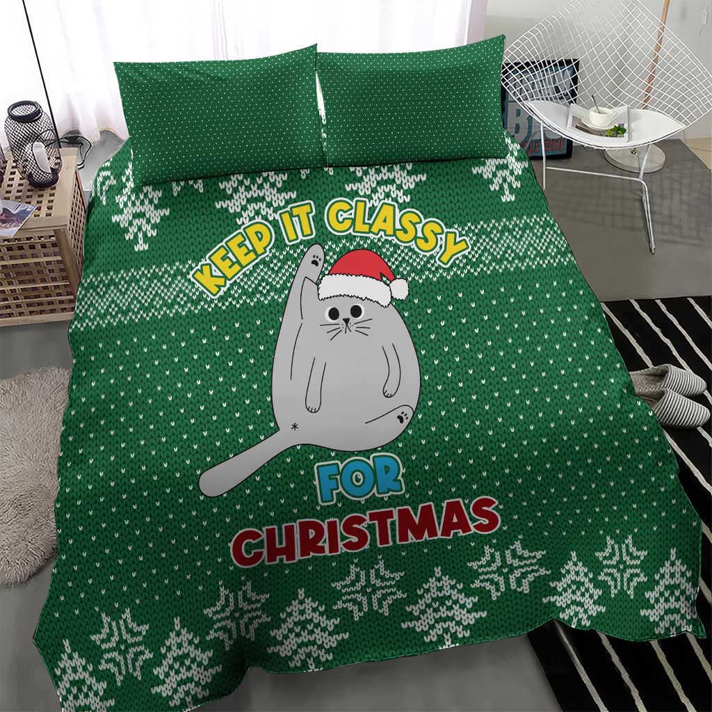 Cat Keep It Classy Christmas Bedding Set Xmas Holiday Patterns - Wonder Print Shop