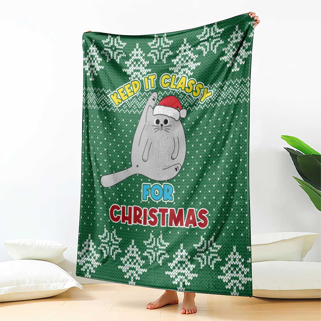 Cat Keep It Classy Christmas Blanket Xmas Holiday Patterns - Wonder Print Shop