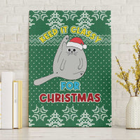 Cat Keep It Classy Christmas Canvas Wall Art Xmas Holiday Patterns - Wonder Print Shop