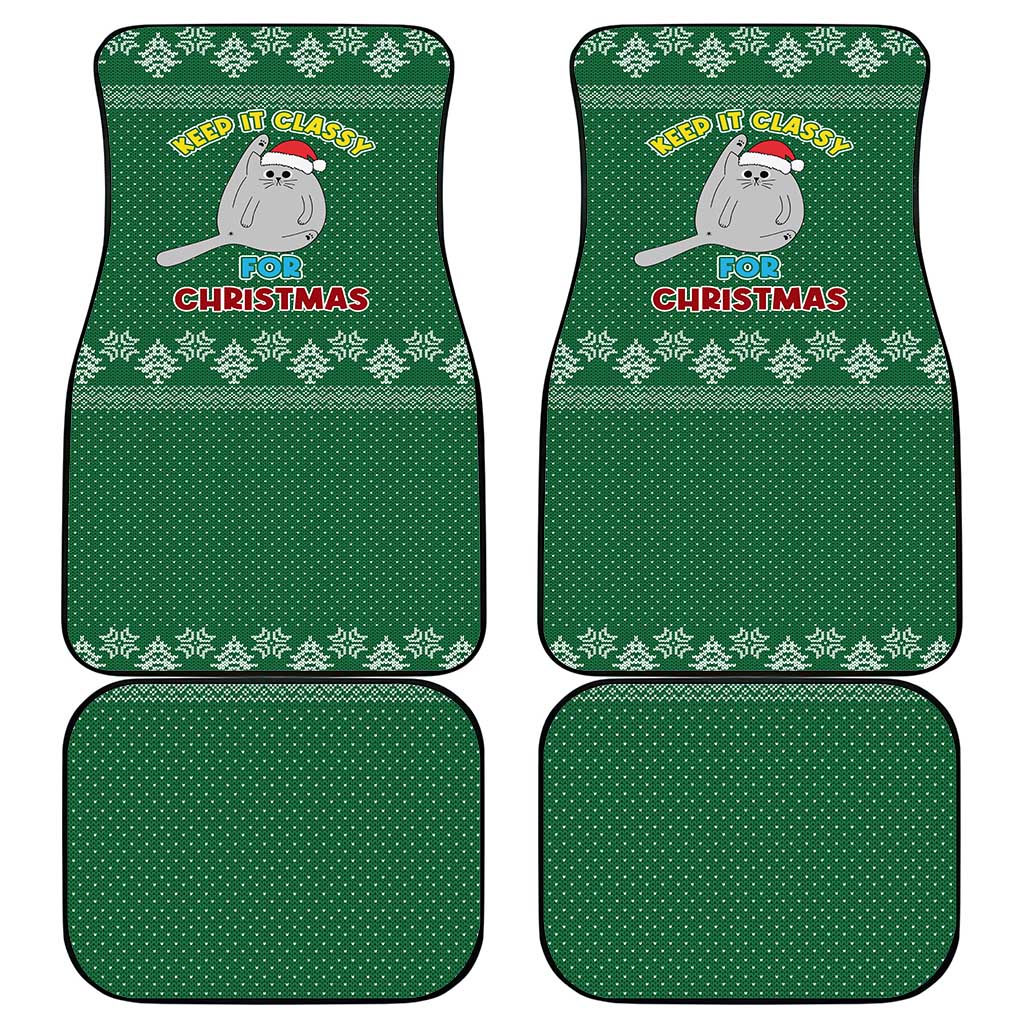 Cat Keep It Classy Christmas Car Mats Xmas Holiday Patterns - Wonder Print Shop