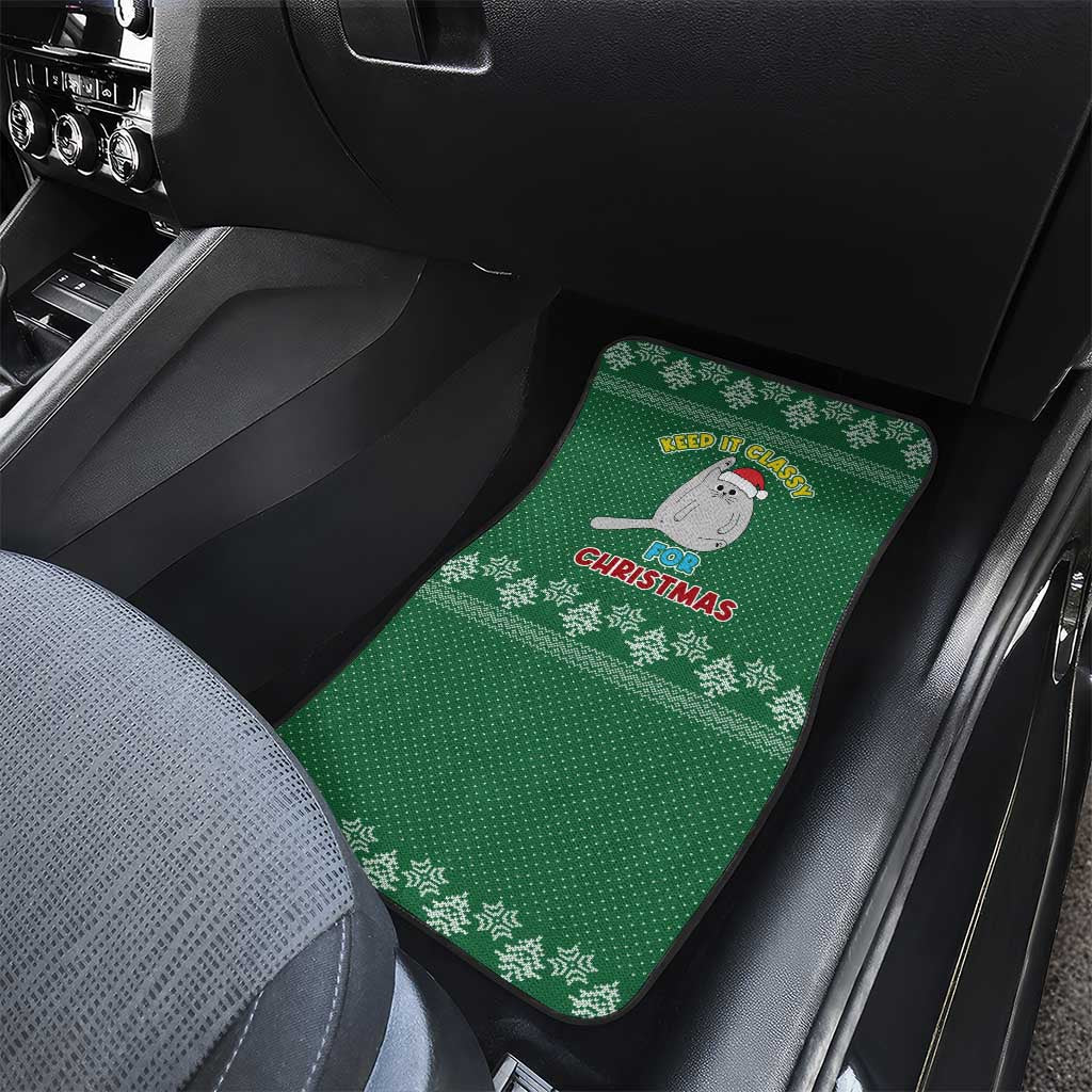 Cat Keep It Classy Christmas Car Mats Xmas Holiday Patterns - Wonder Print Shop