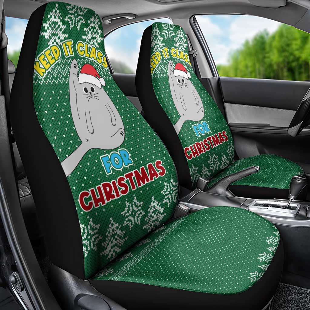 Cat Keep It Classy Christmas Car Seat Cover Xmas Holiday Patterns - Wonder Print Shop