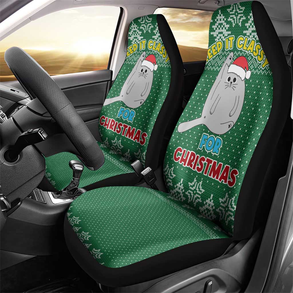 Cat Keep It Classy Christmas Car Seat Cover Xmas Holiday Patterns - Wonder Print Shop
