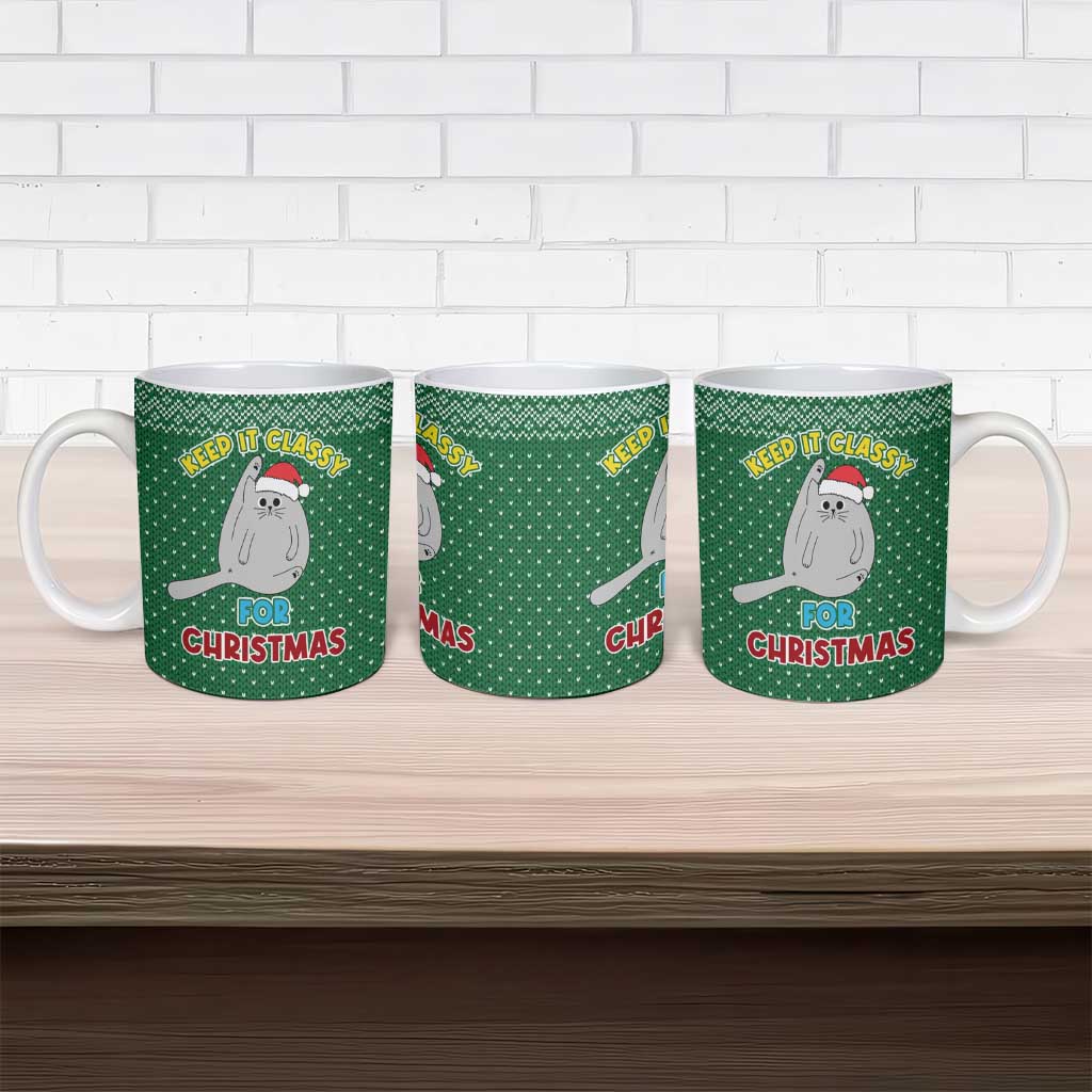 Cat Keep It Classy Christmas Ceramic Mug Xmas Holiday Patterns - Wonder Print Shop