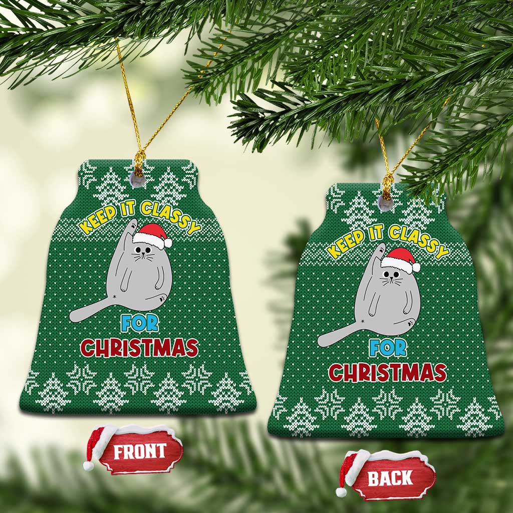 Cat Keep It Classy Christmas Ceramic Ornament Xmas Holiday Patterns - Wonder Print Shop