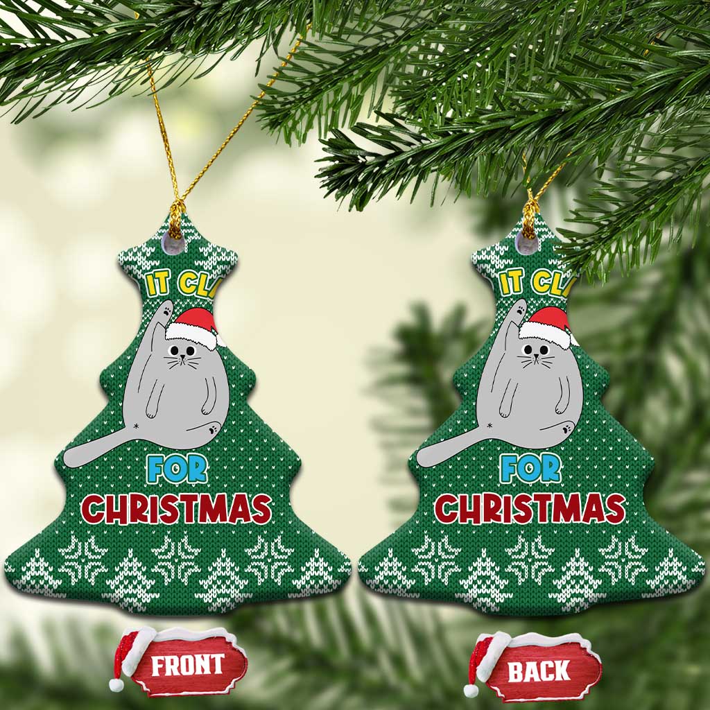 Cat Keep It Classy Christmas Ceramic Ornament Xmas Holiday Patterns - Wonder Print Shop
